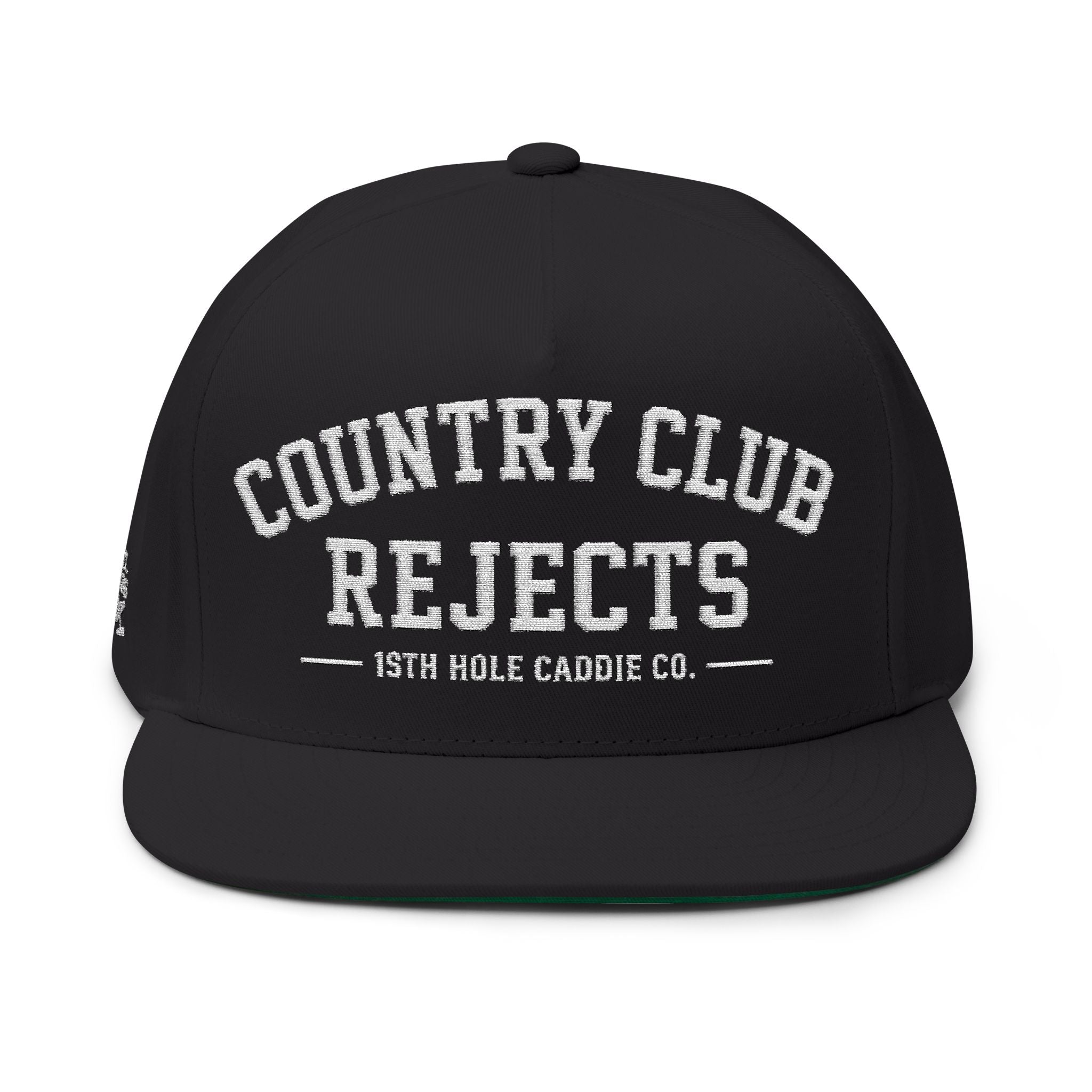 Country Club Rejects Embroidered Flat Bill Cap — Vintage Golf Caddie Snapback ('Grip It & Sip It')
