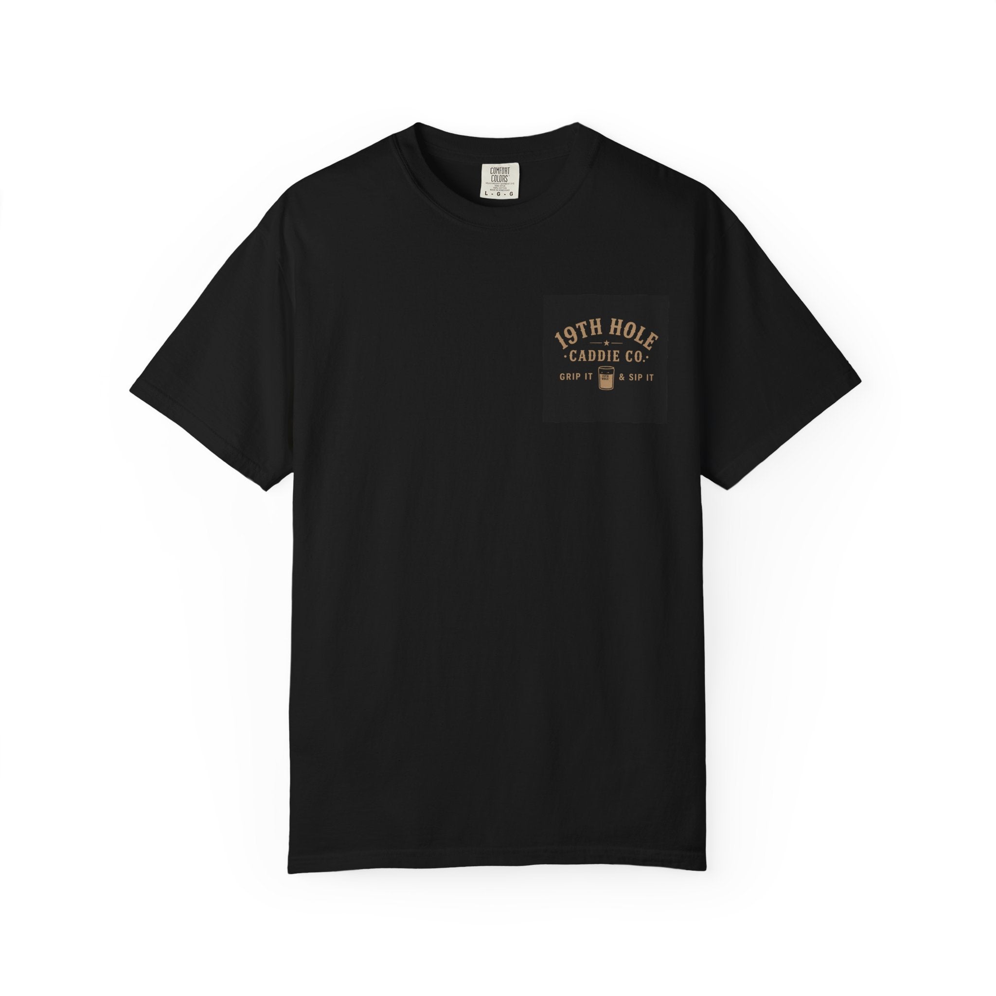 19th Hole Caddie Co. T-Shirt — Golf Retro Western Pocket & Back Logo