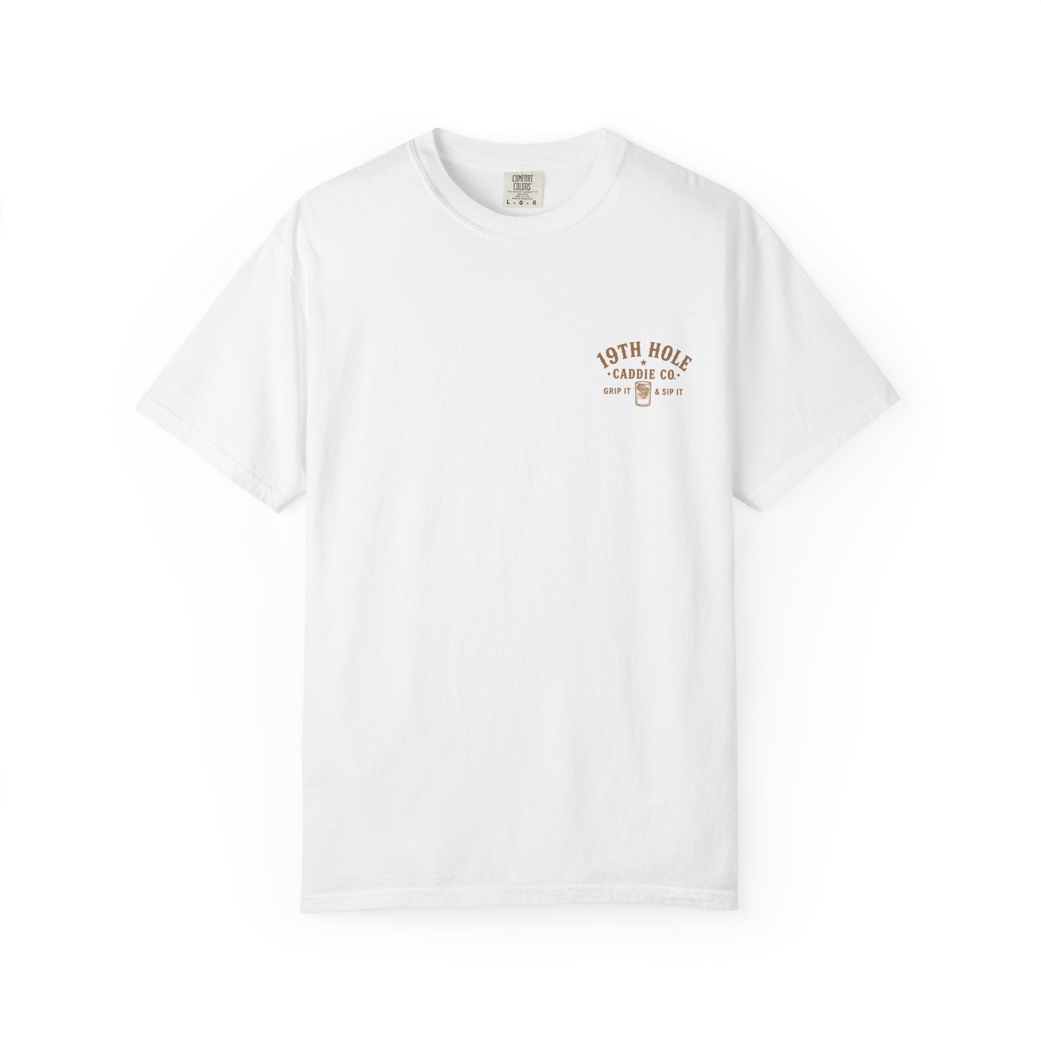 19th Hole Caddie Co. T-Shirt — Western Golf Tee (Grip It & Sip It)