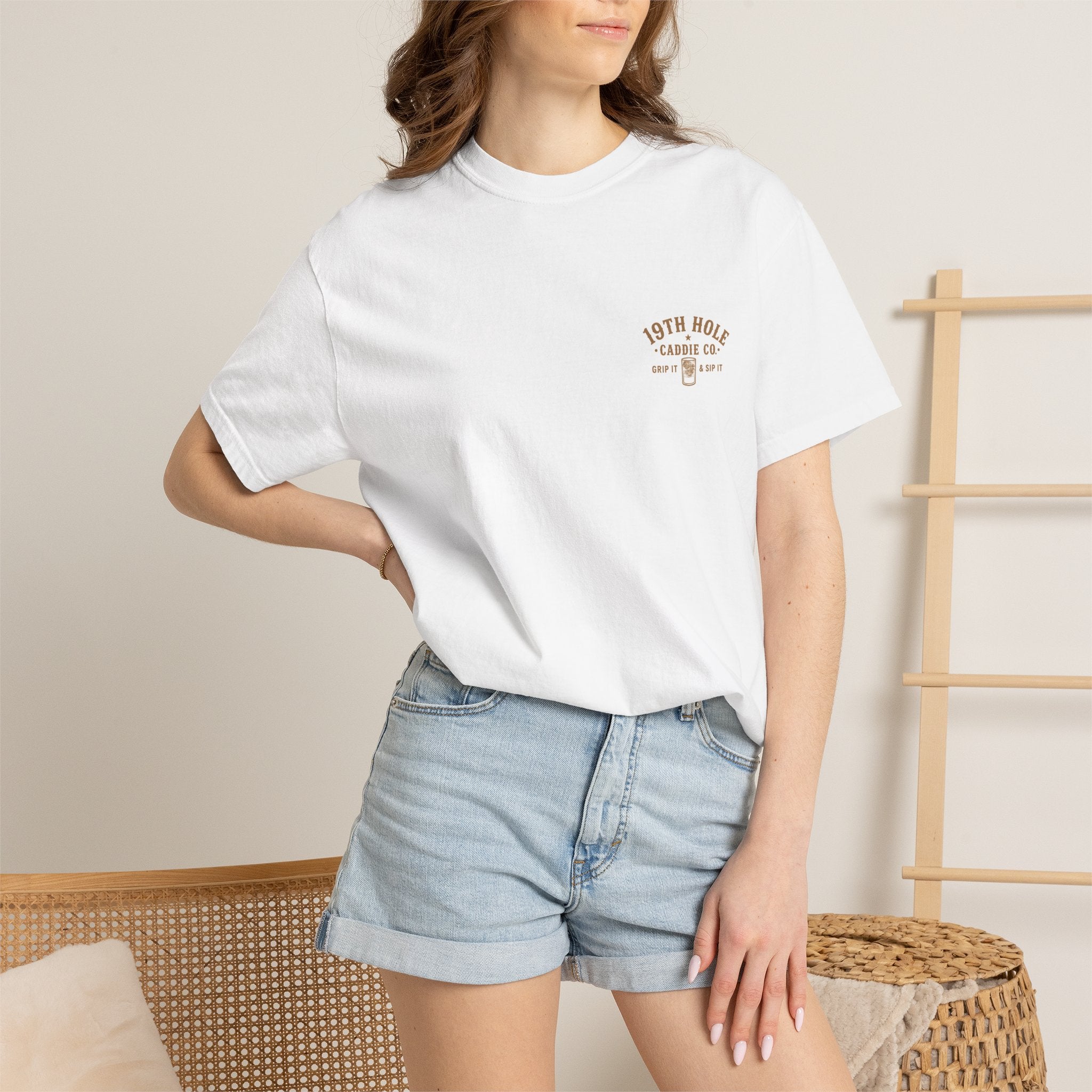 19th Hole Caddie Co. T-Shirt — Western Golf Tee (Grip It & Sip It)