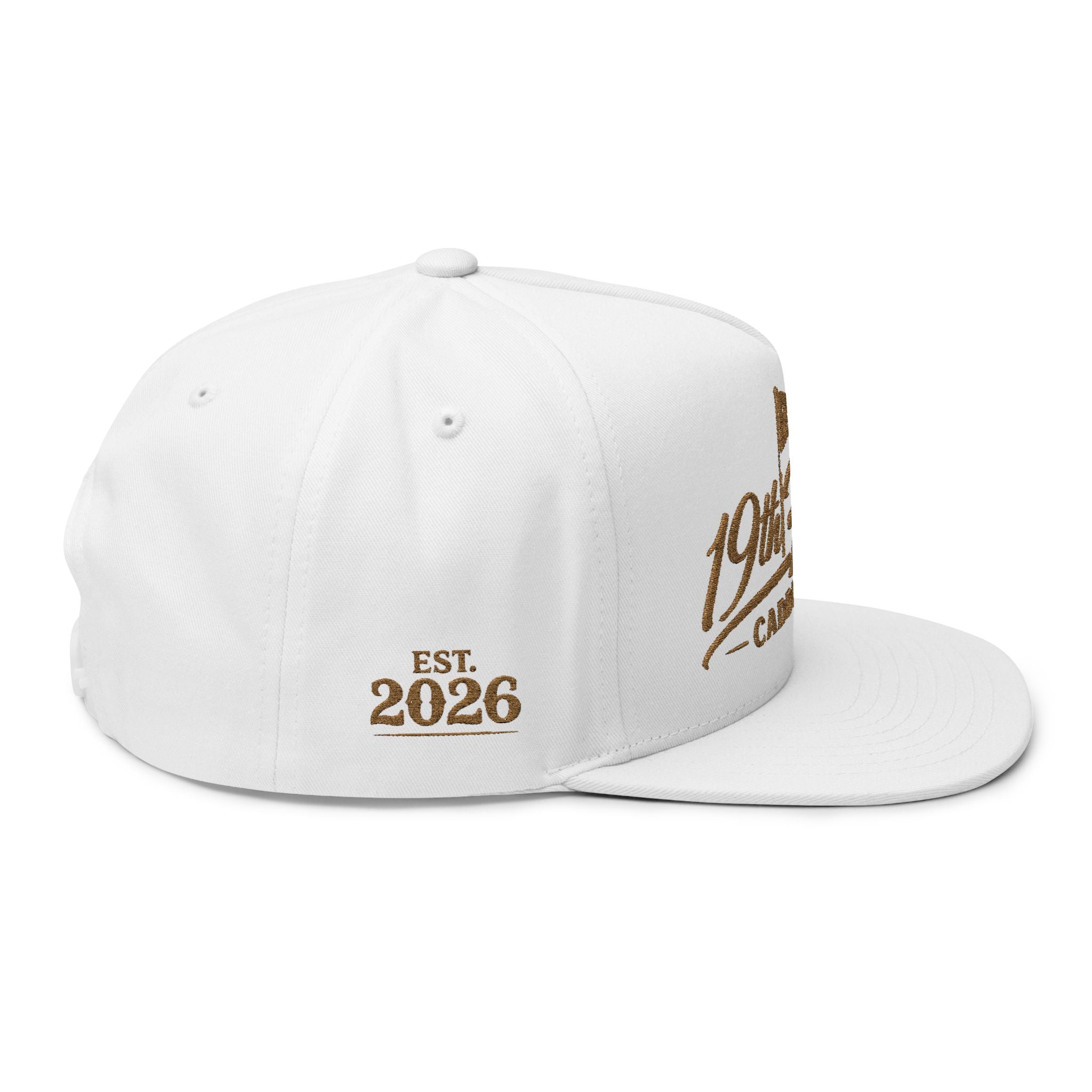 Golf Snapback Hat — "19th Hole Caddie Co." Embroidered Flat Bill Cap
